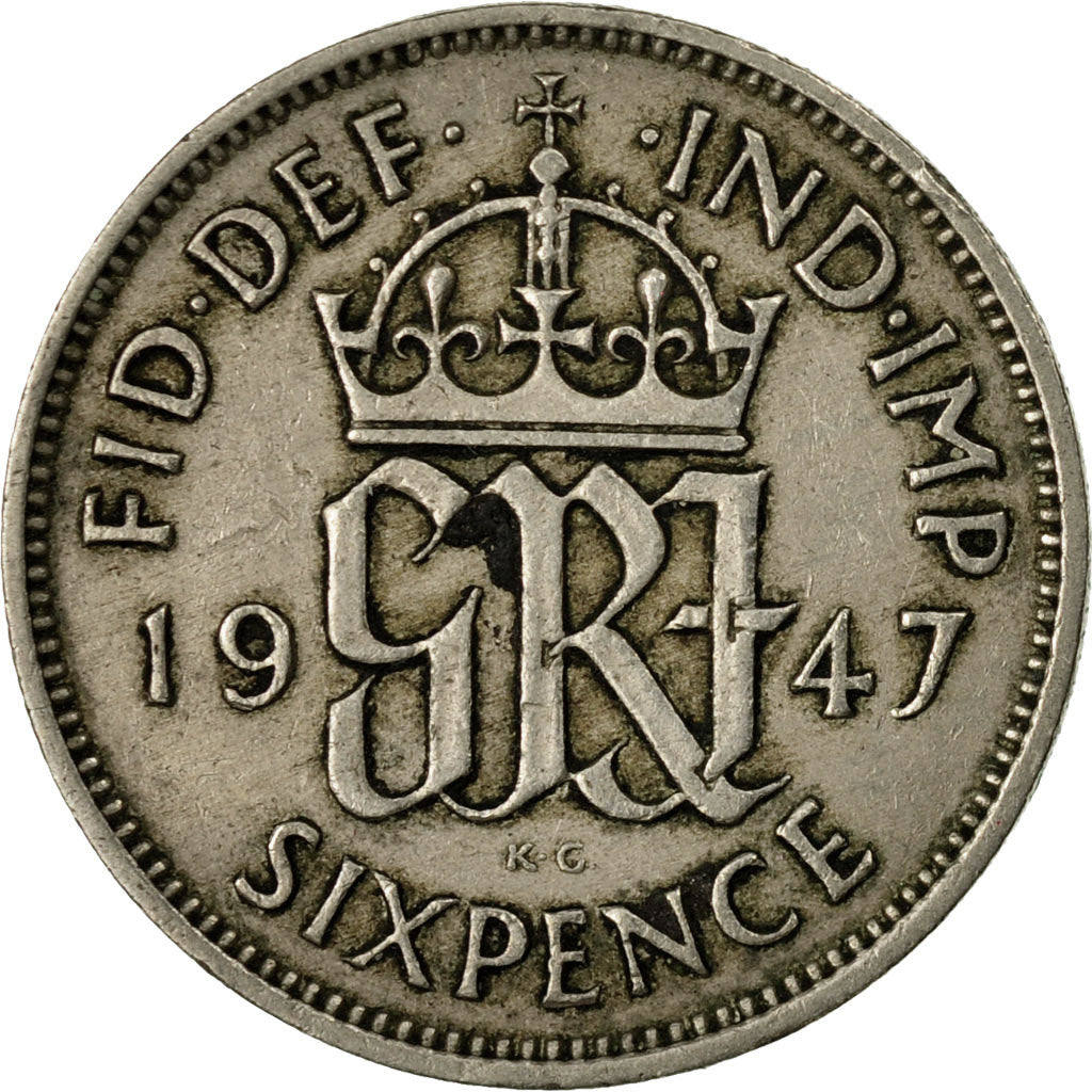 Moneta, Wielka Brytania, George VI, 6 Pence, 1947, EF(40-45), Miedź-Nikiel