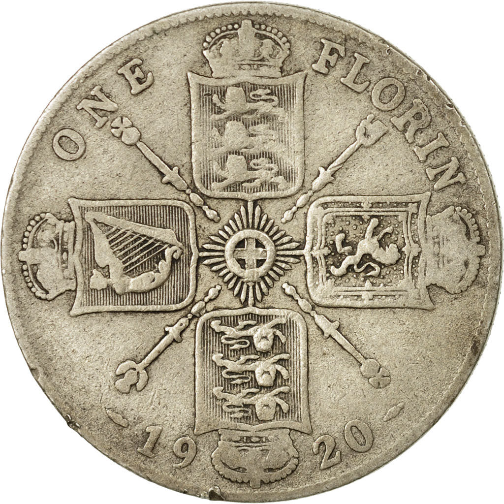 Coin, Great Britain, George V, Florin, Two Shillings, 1920, VF(30-35), Silver