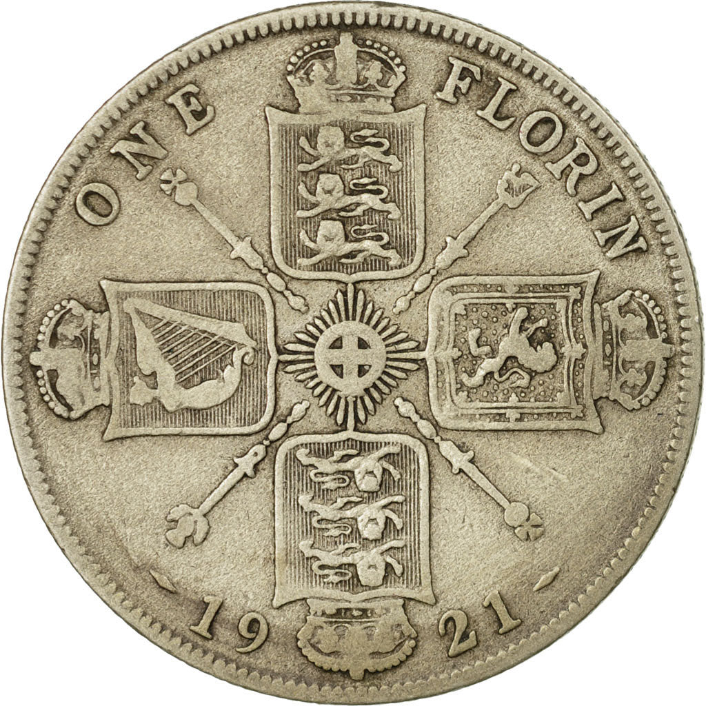 Münze, Großbritannien, George V, Florin, Two Shillings, 1921, S+, Silber