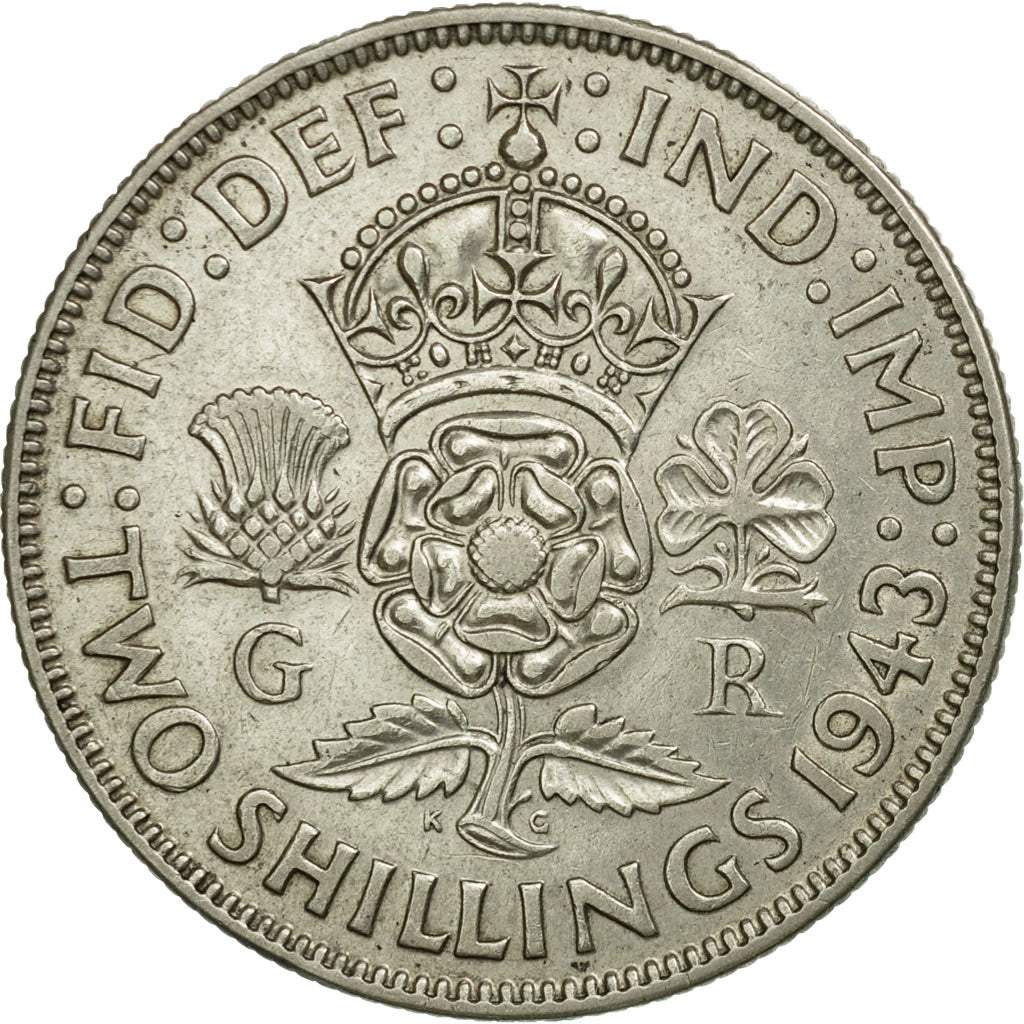Coin, Great Britain, George VI, Florin, Two Shillings, 1943, EF(40-45), Silver