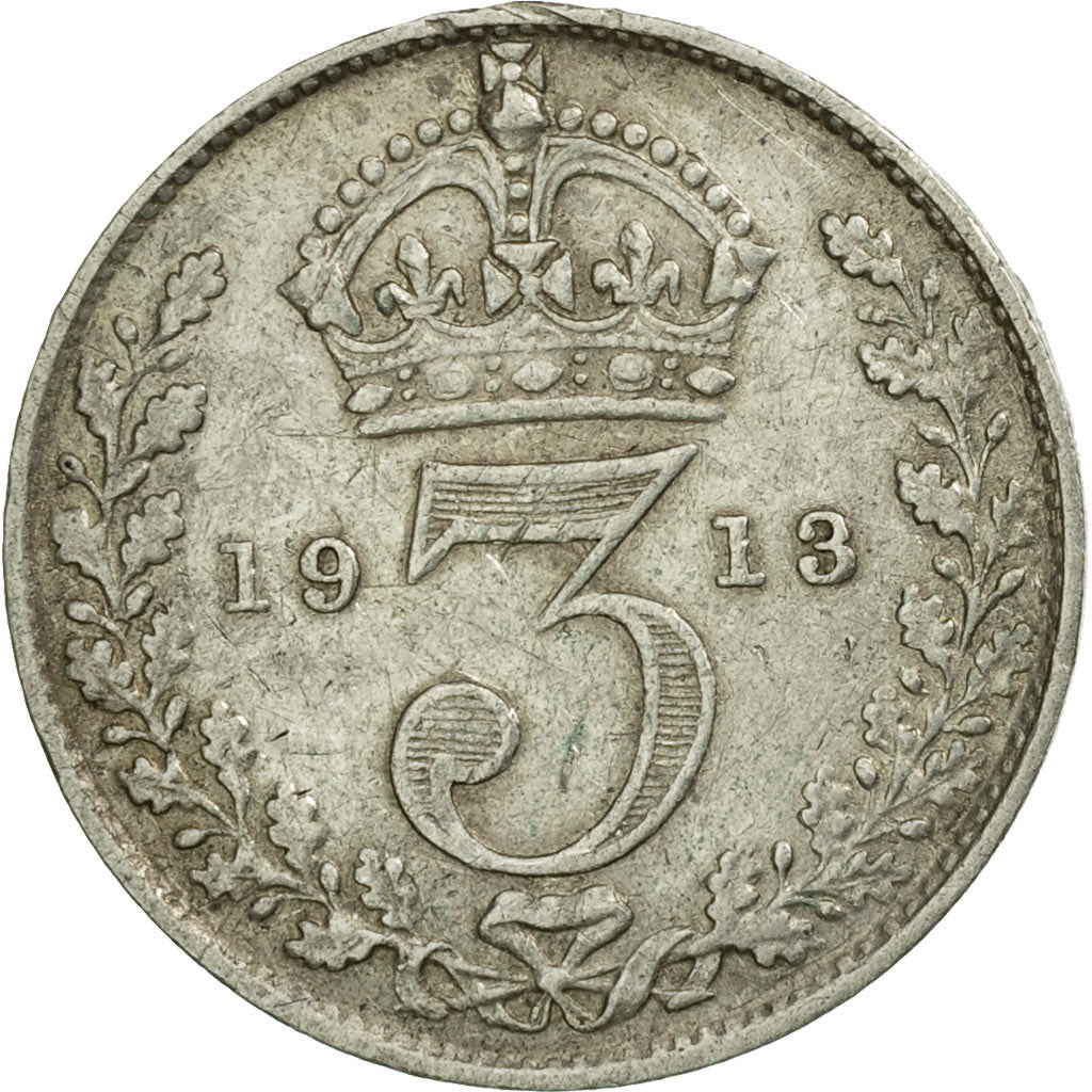 Moneta, Gran Bretagna, George V, 3 Pence, 1913, BB, Argento, KM:813