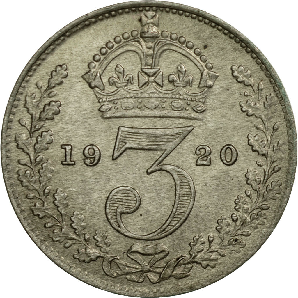 Coin, Great Britain, George V, 3 Pence, 1920, EF(40-45), Silver, KM:813