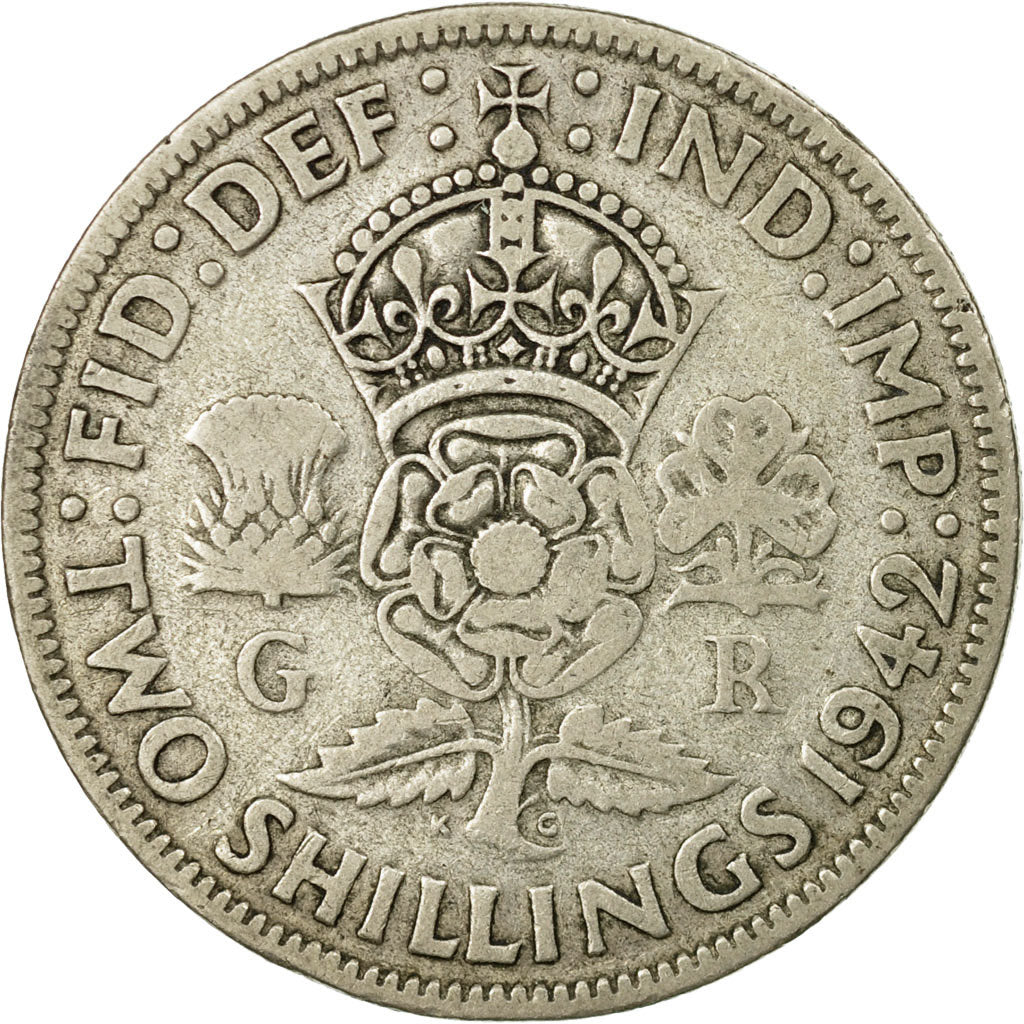 Coin, Great Britain, George VI, Florin, Two Shillings, 1942, VF(30-35), Silver