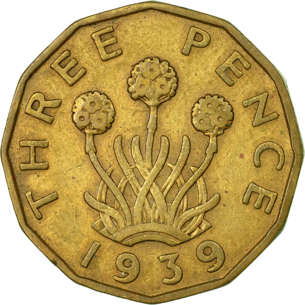 Münze, Großbritannien, George VI, 3 Pence, 1939, SS, Nickel-brass, KM:849