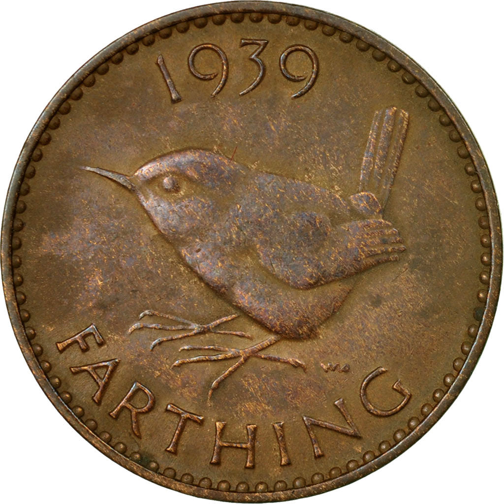 Coin, Great Britain, George VI, Farthing, 1939, EF(40-45), Bronze, KM:843