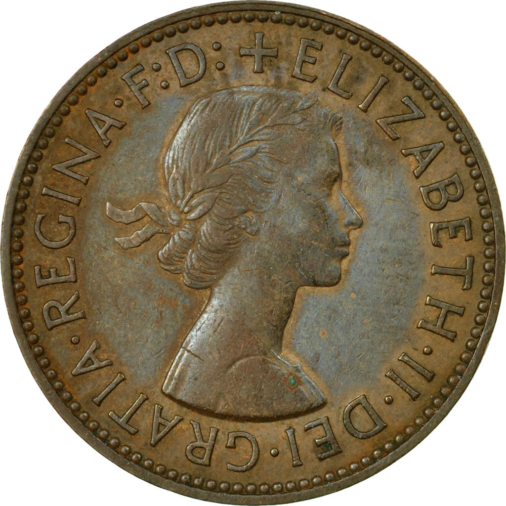Coin, Great Britain, Elizabeth II, 1/2 Penny, 1954, EF(40-45), Bronze, KM:896