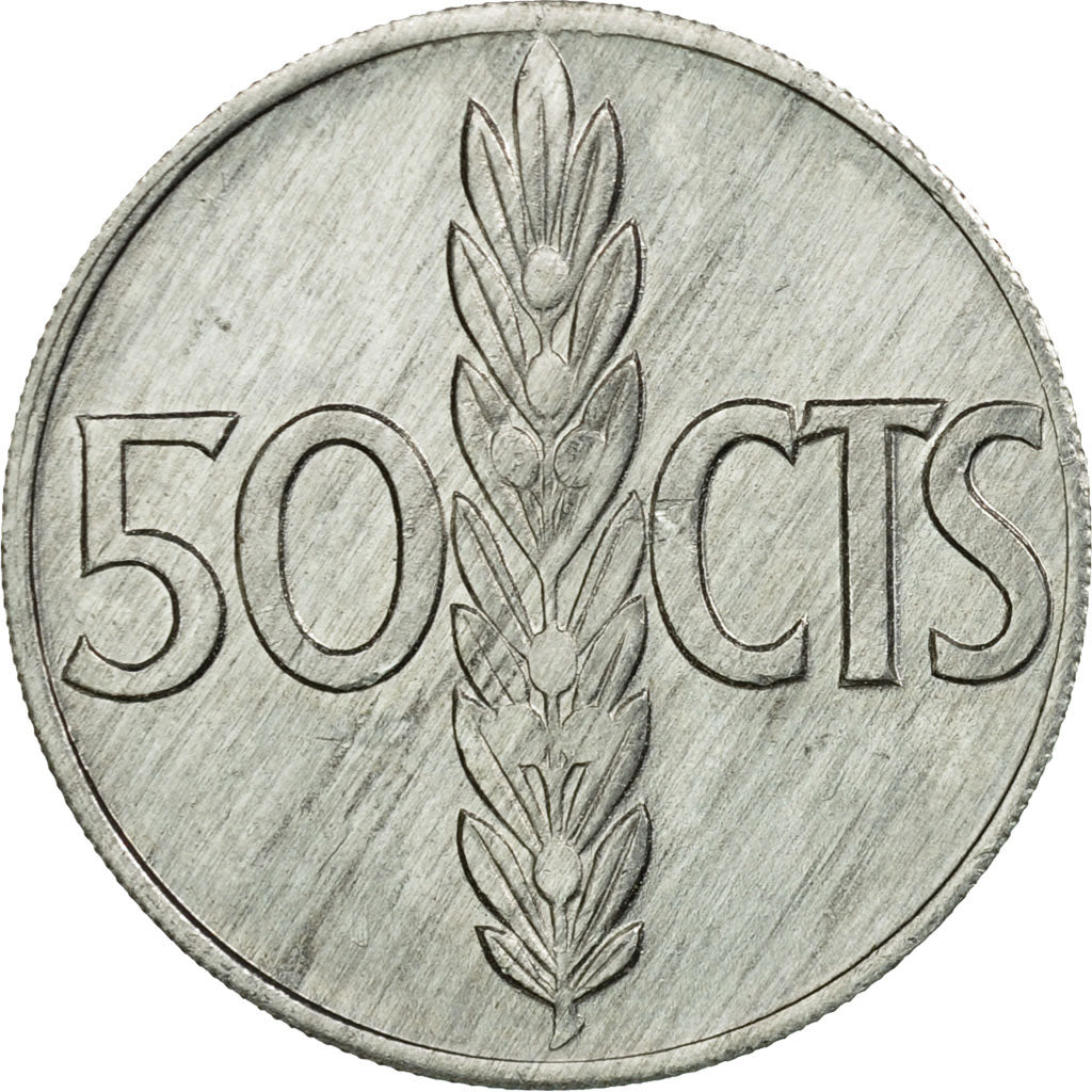 Coin, Spain, Francisco Franco, caudillo, 50 Centimos, 1973, EF(40-45), Aluminum