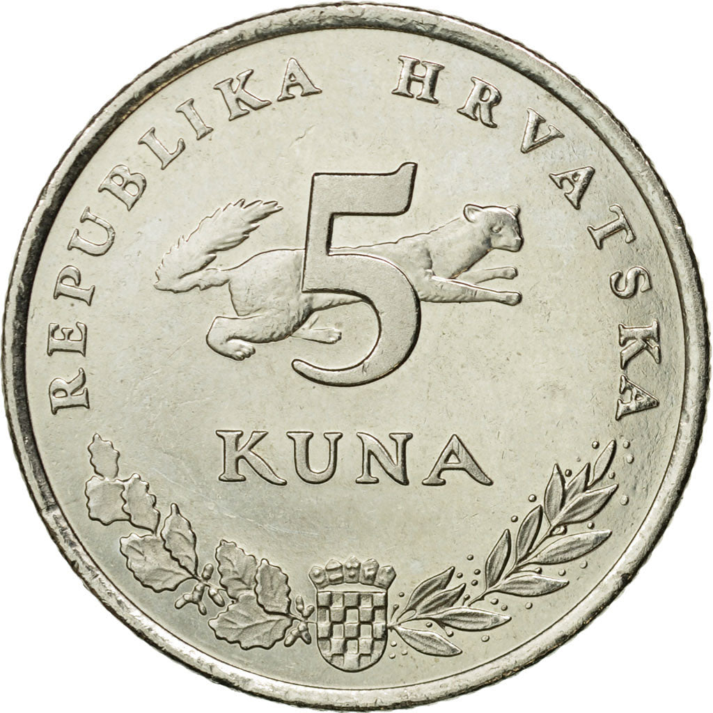 Moneta, Chorwacja, 5 Kuna, 2009, EF(40-45), Miedź-Nikiel-Cynk, KM:11