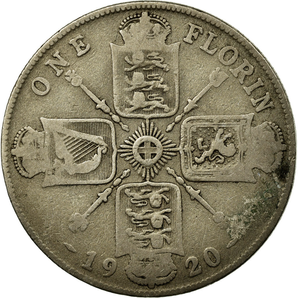 Münze, Großbritannien, George V, Florin, Two Shillings, 1920, S+, Silber