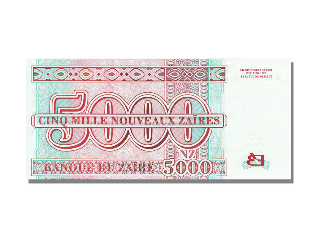 Banknote, Zaire, 5000 Nouveaux Zaïres, 1995, 1995-01-30, UNC(65-70)