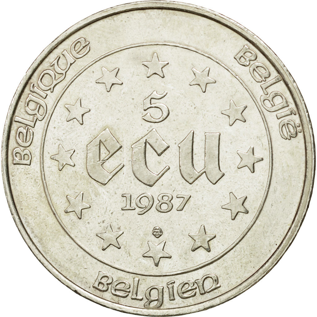 Monnaie, Belgique, 5 Ecu, 1987, TTB, Argent, KM:166