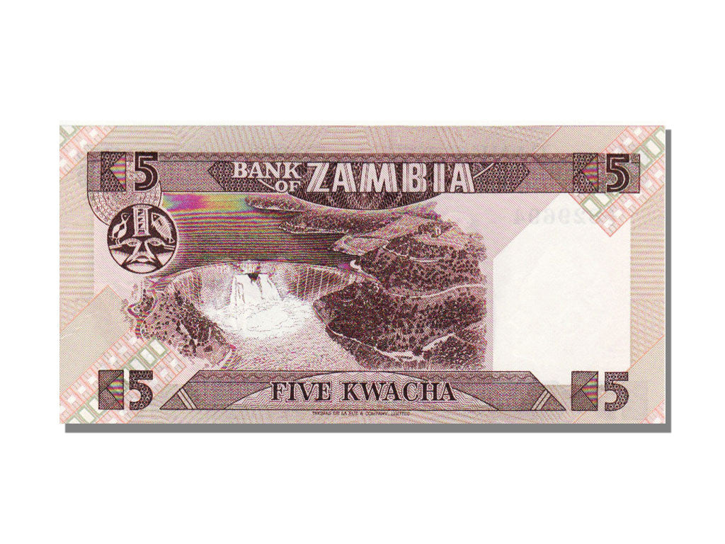 Billet, Zambie, 5 Kwacha, NEUF
