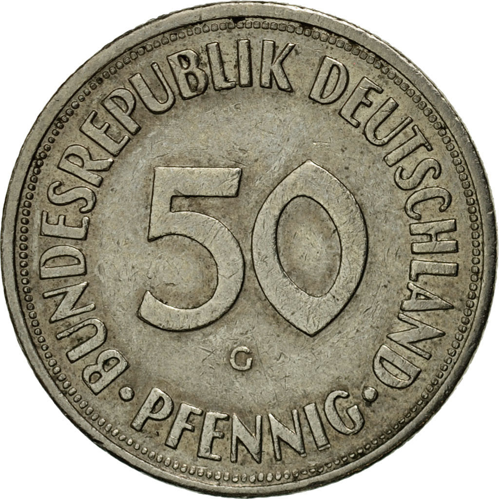 Moneta, GERMANIA - REPUBBLICA FEDERALE, 50 Pfennig, 1970, Karlsruhe, BB