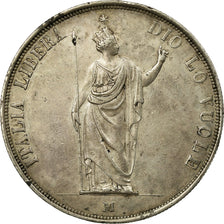 Coin, ITALIAN STATES, LOMBARDY-VENETIA, 5 Lire, 1848, Milan, AU(50-53), Silver