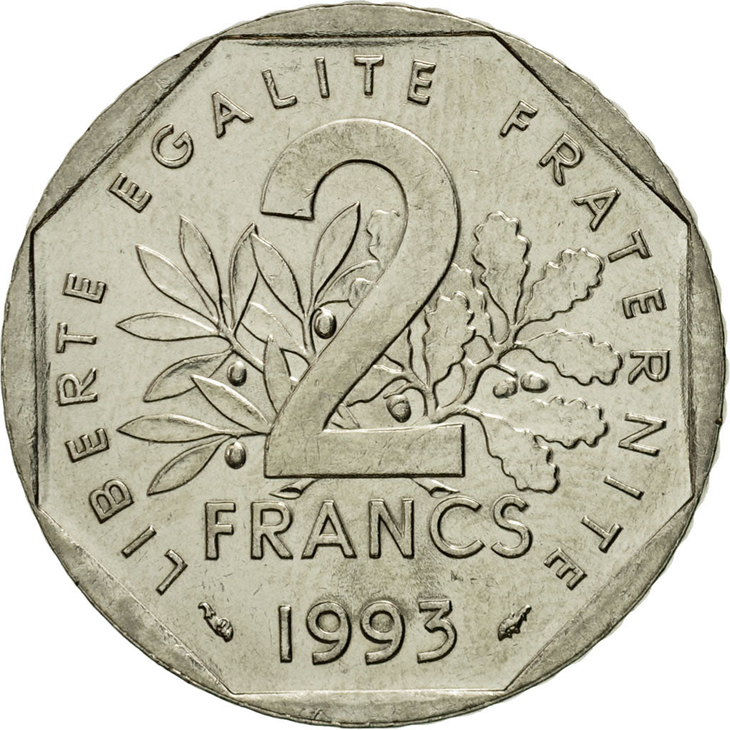 Moneta, Francia, Jean Moulin, 2 Francs, 1993, Paris, SPL-, Nichel, KM:1062