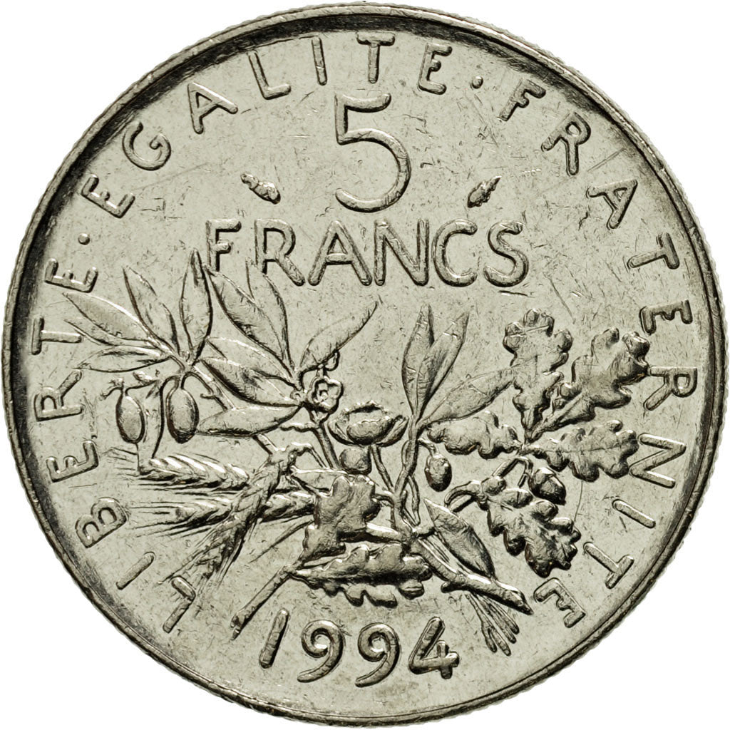 Coin, France, Semeuse, 5 Francs, 1994, Paris, AU(55-58), Nickel Clad