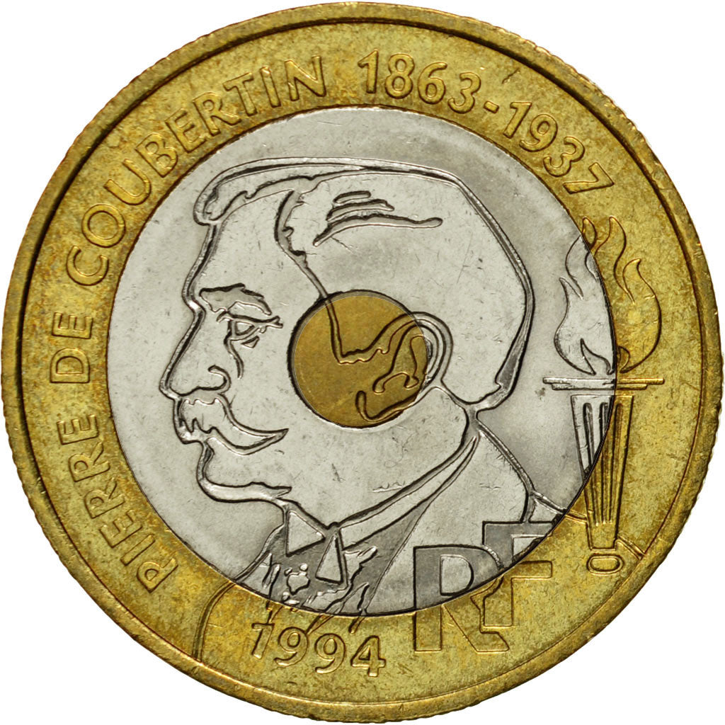 Moneta, Francja, Pierre de Coubertin, 20 Francs, 1994, Paris, AU(55-58)