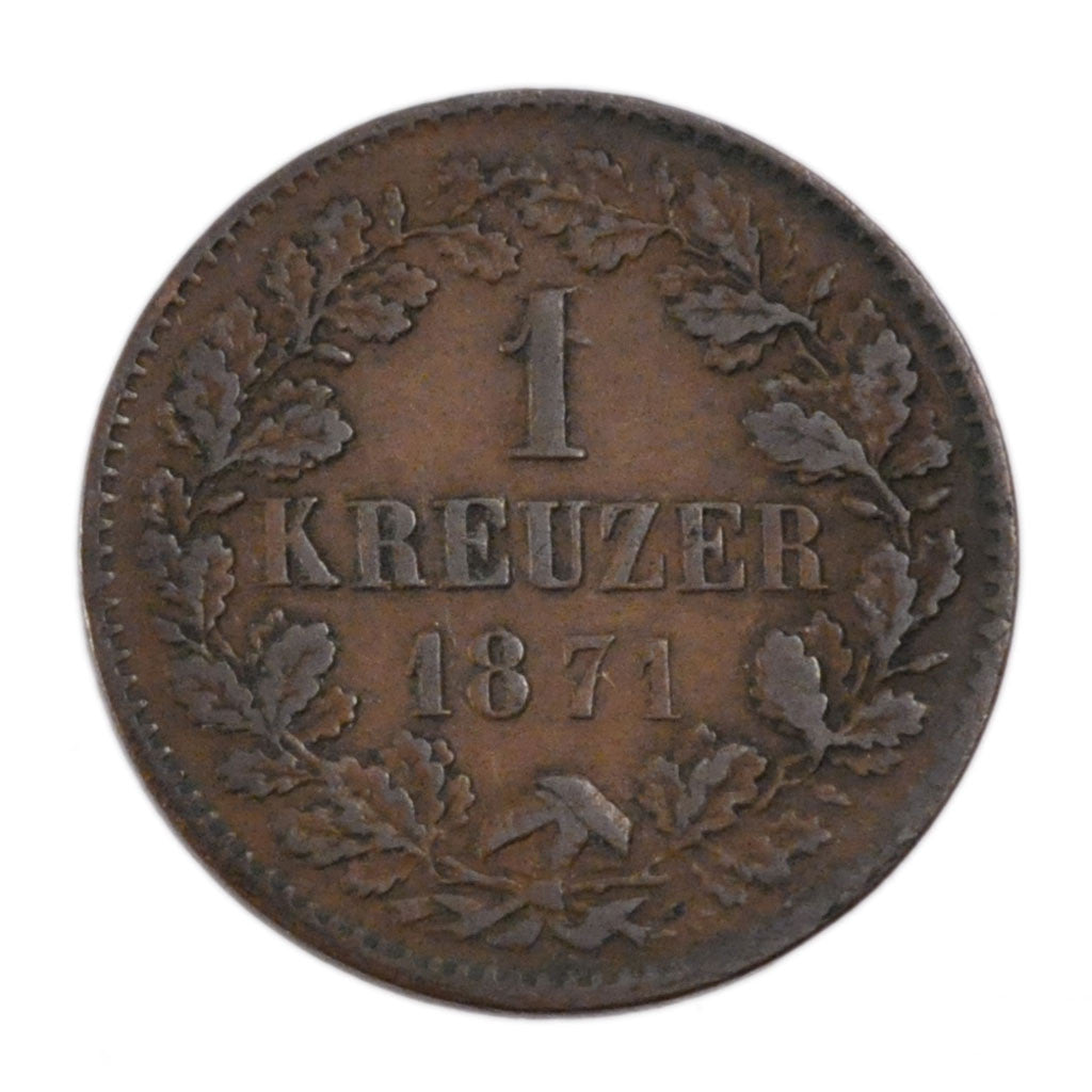 Münze, Deutsch Staaten, BADEN, Friedrich I, Kreuzer, 1871, SS+, Kupfer, KM:252