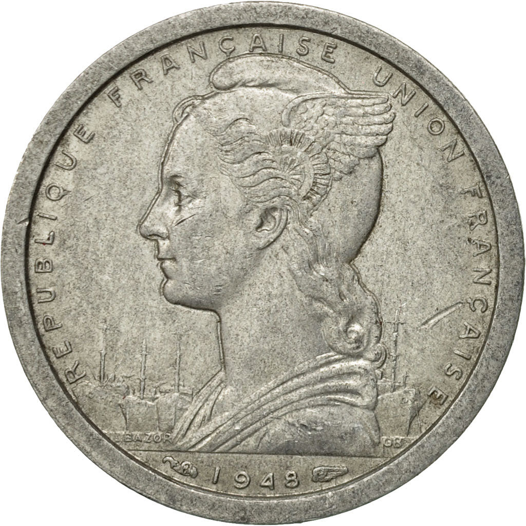 Coin, French West Africa, Franc, 1948, Paris, EF(40-45), Aluminum, KM:3