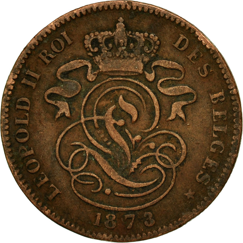 Moneta, Belgio, Leopold II, 2 Centimes, 1873, MB+, Rame, KM:35.1