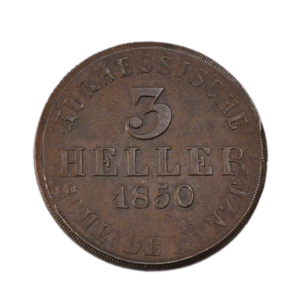 Monnaie, Etats allemands, HESSE-CASSEL, Friedrich Wilhelm, 3 Heller, 1850, SUP