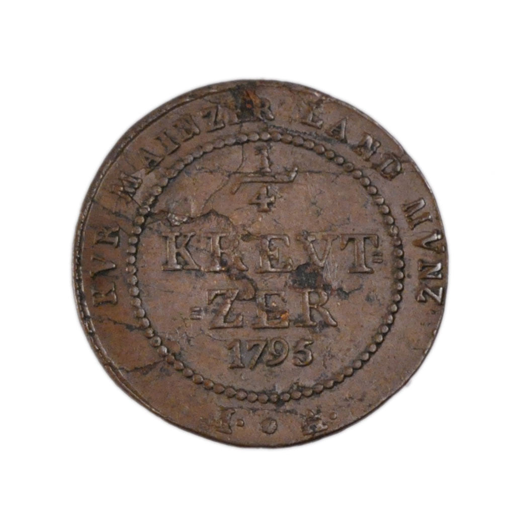 Coin, German States, MAINZ, Friedrich Karl Josef, 1/4 Kreutzer, 1795, AU(50-53)