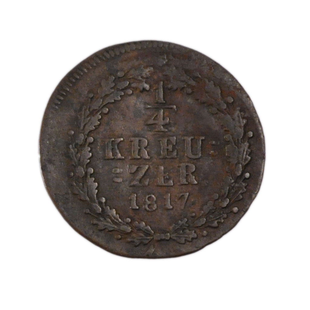 Coin, German States, NASSAU, Wilhelm, 1/4 Kreuzer, 1817, Usingen, AU(50-53)