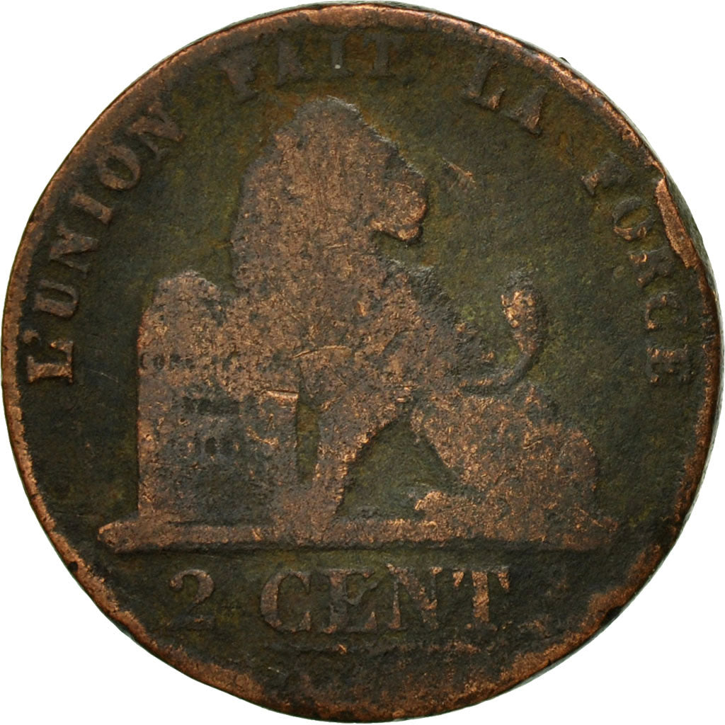 Moneta, Belgio, Leopold I, 2 Centimes, 1845, B+, Rame, KM:4.2