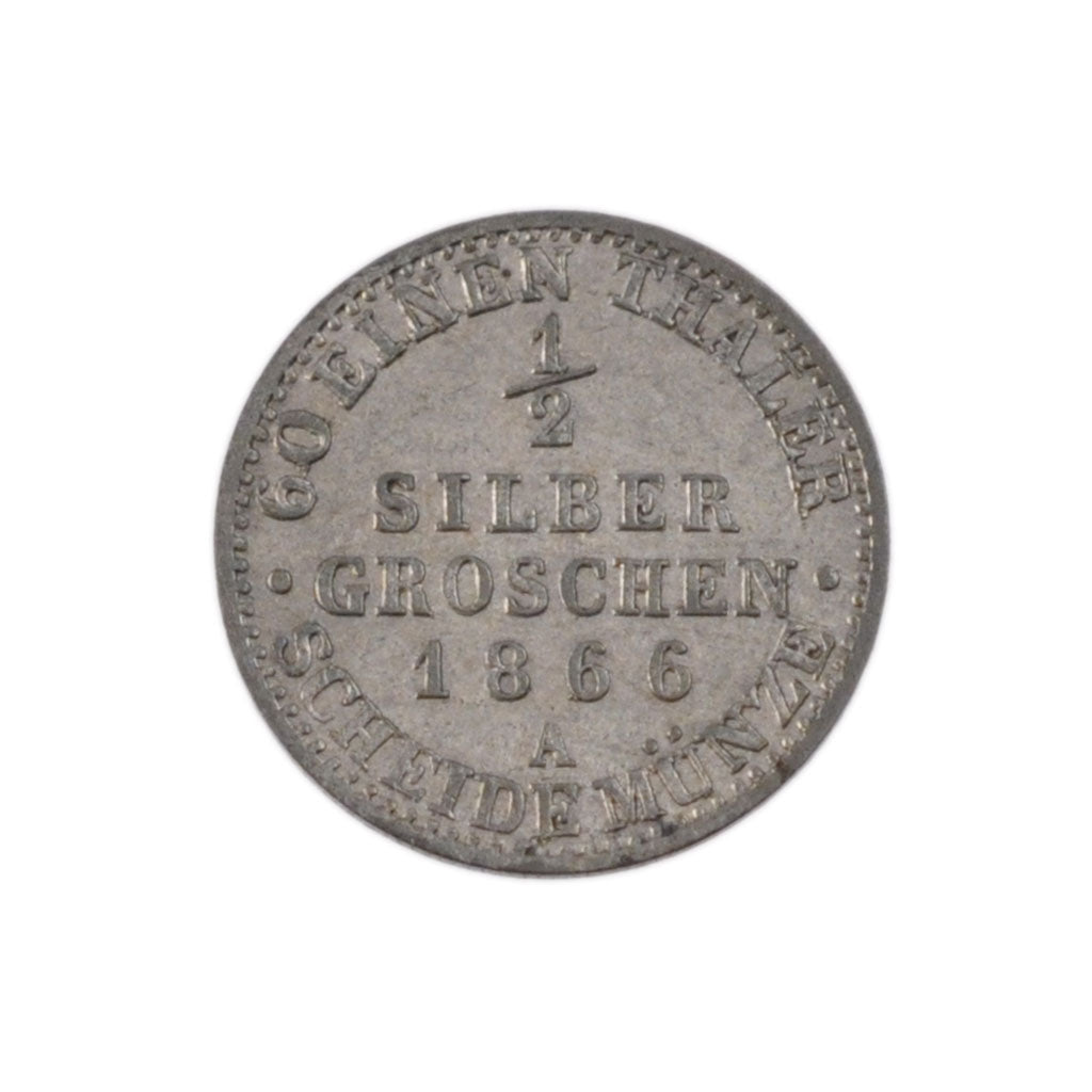 Coin, German States, PRUSSIA, Wilhelm I, 1/2 Neu-Groschen, 5 Pfennig, 1866