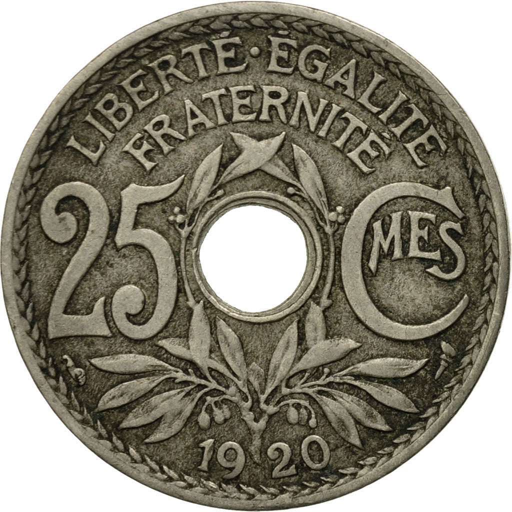 Moneta, Francia, Lindauer, 25 Centimes, 1920, BB, Rame-nichel, KM:867a