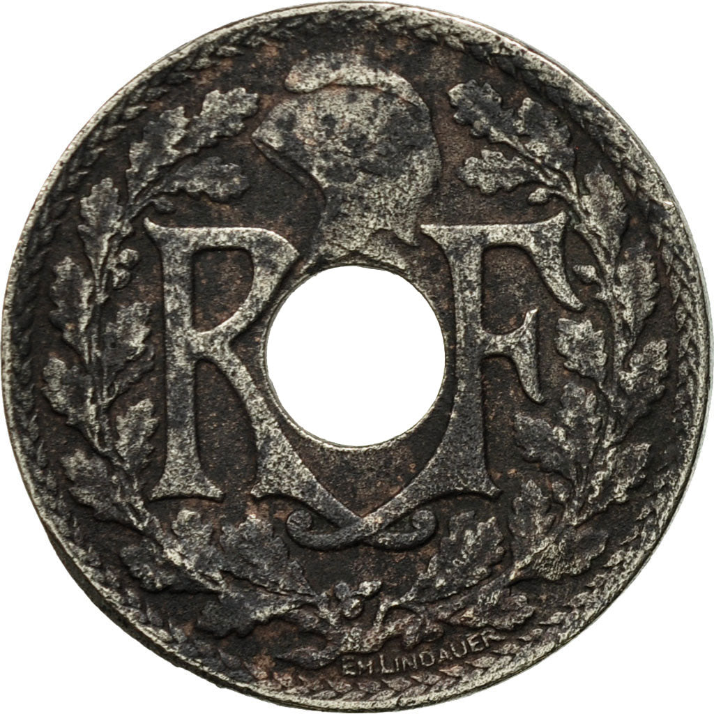 Moneta, Francja, Lindauer, 10 Centimes, 1924, Poissy, VF(30-35), Miedź-Nikiel