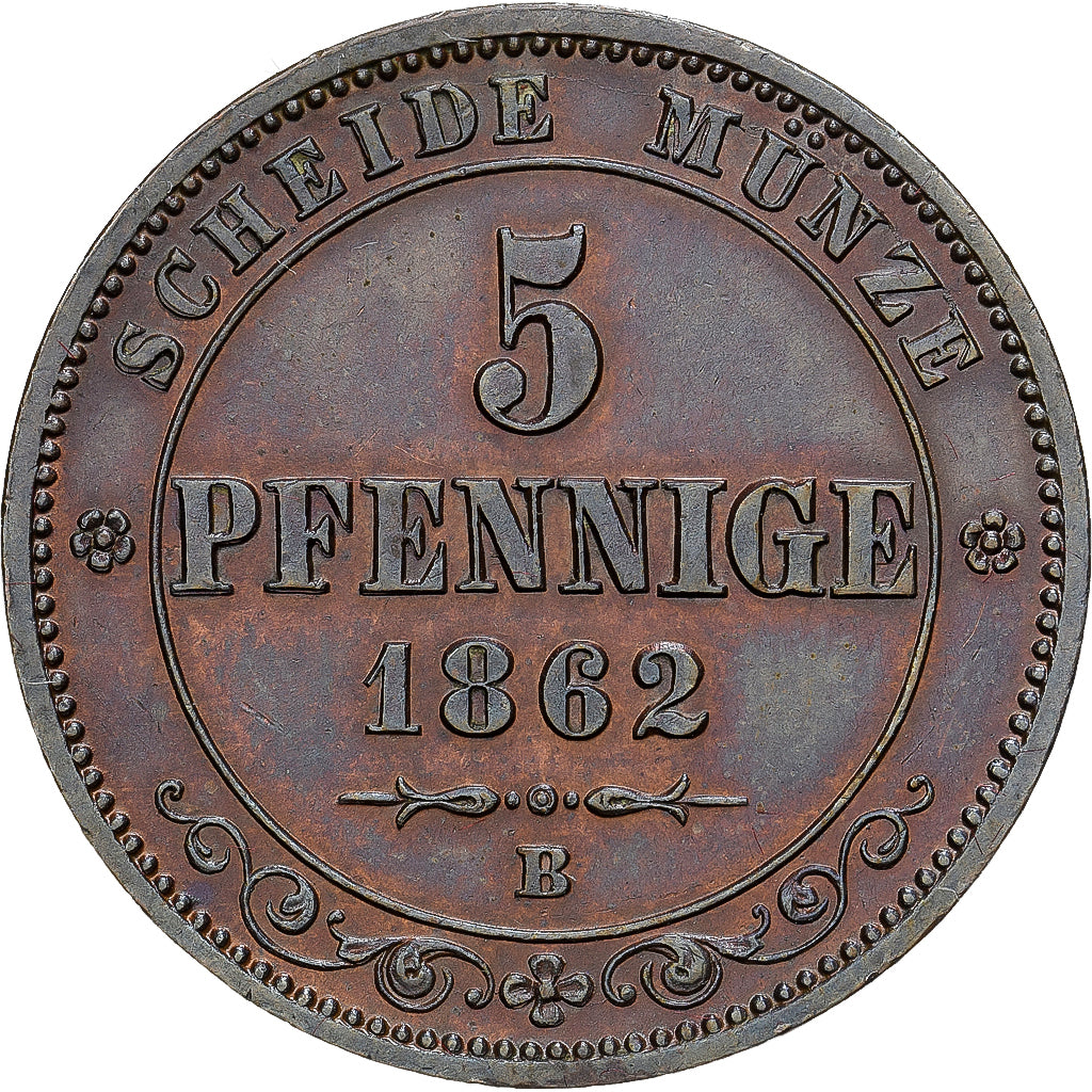 Coin, German States, SAXONY-ALBERTINE, Johann, 5 Pfennig, 1862, Dresde