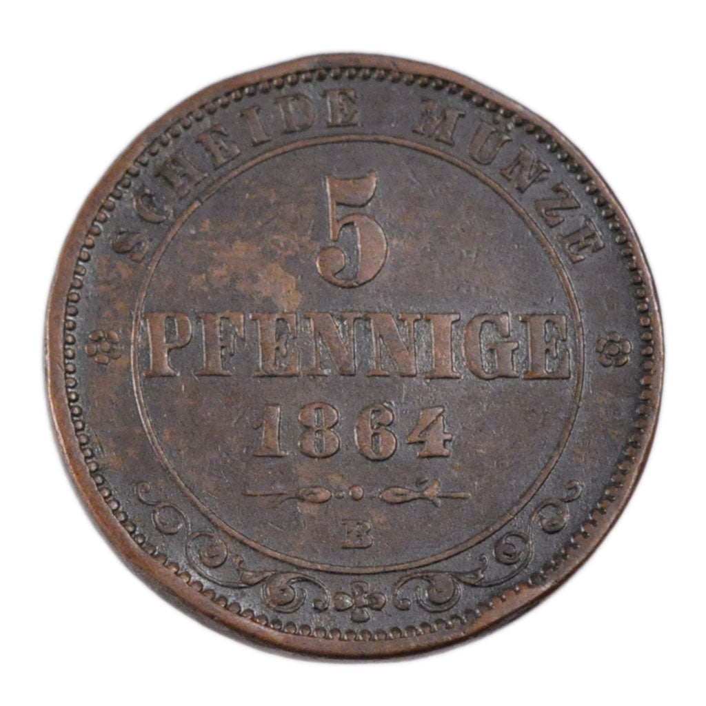 Coin, German States, SAXONY-ALBERTINE, Johann, 5 Pfennig, 1864, Dresde