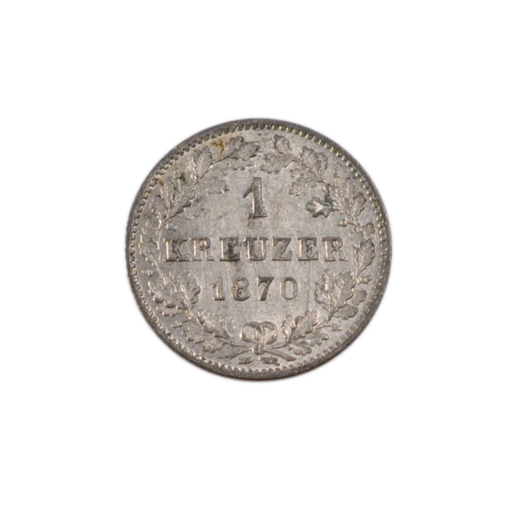 Coin, German States, WURTTEMBERG, Karl I, Kreuzer, 1870, AU(50-53), Silver