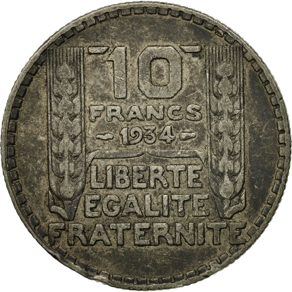 Coin, France, Turin, 10 Francs, 1934, Paris, VF(20-25), Silver, KM:878