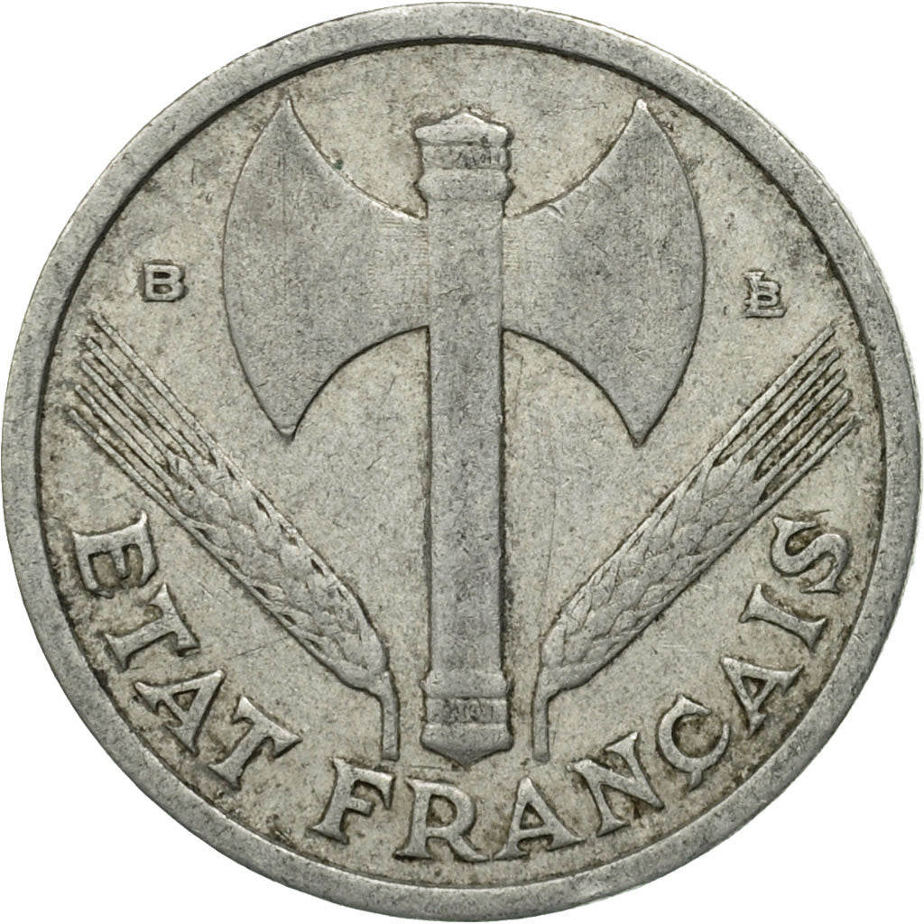 Francia, 1 Franc, Bazor, 1944, Beaumont-Le-Roger, Alluminio, MB, Gadoury:471