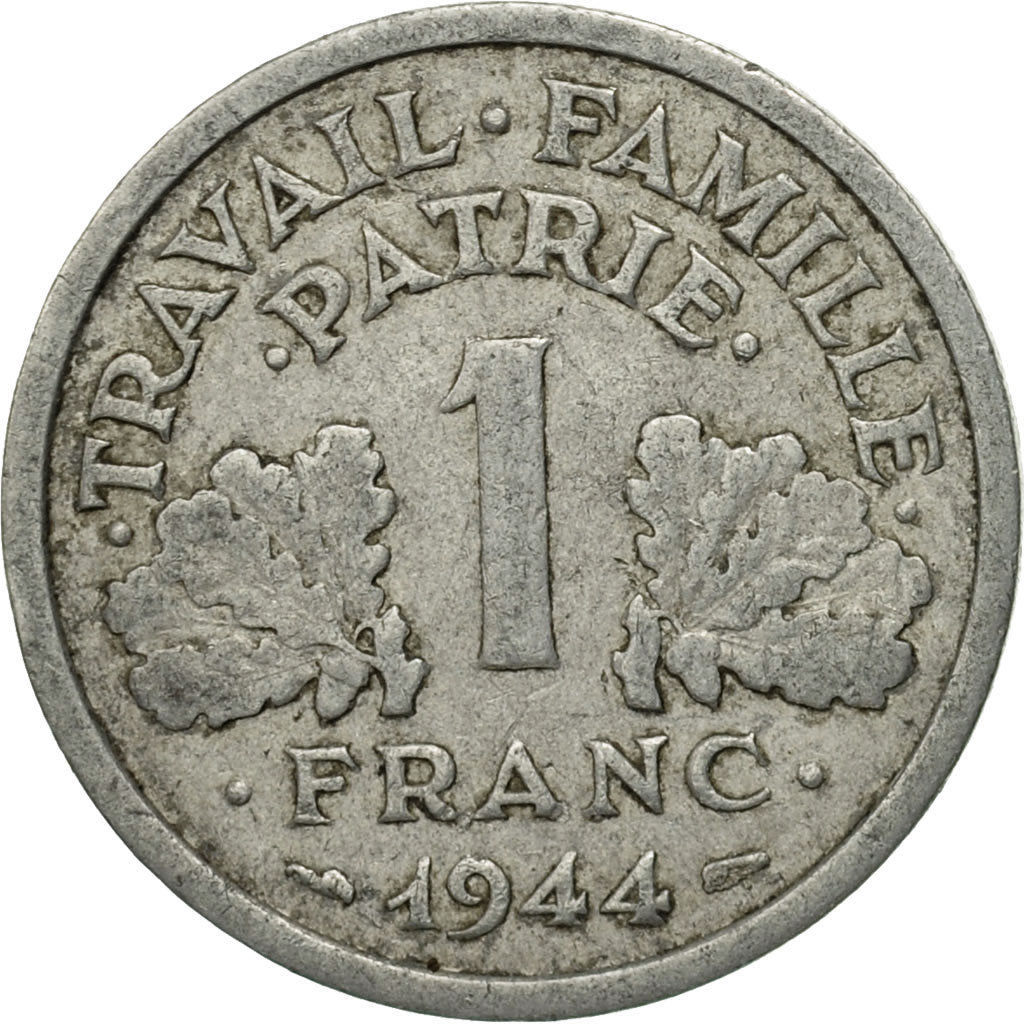 Francia, 1 Franc, Bazor, 1944, Beaumont-Le-Roger, Alluminio, MB, Gadoury:471