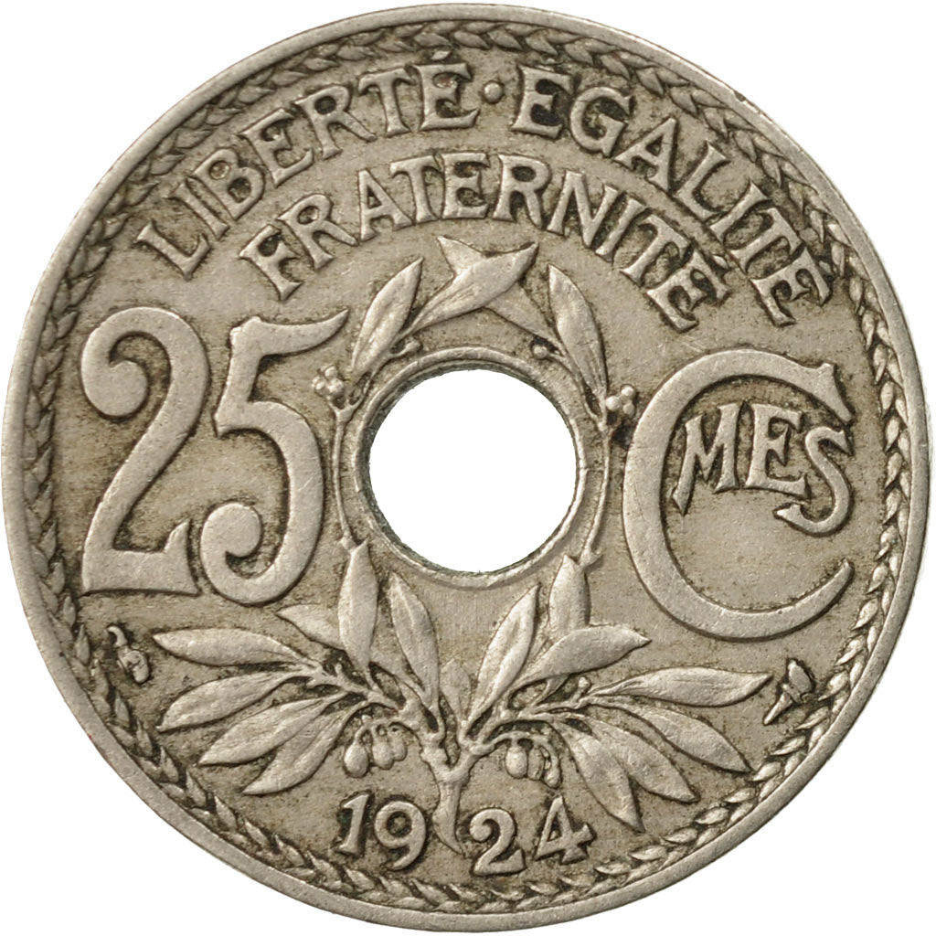 Moneta, Francja, Lindauer, 25 Centimes, 1924, VF(30-35), Miedź-Nikiel, KM:867a