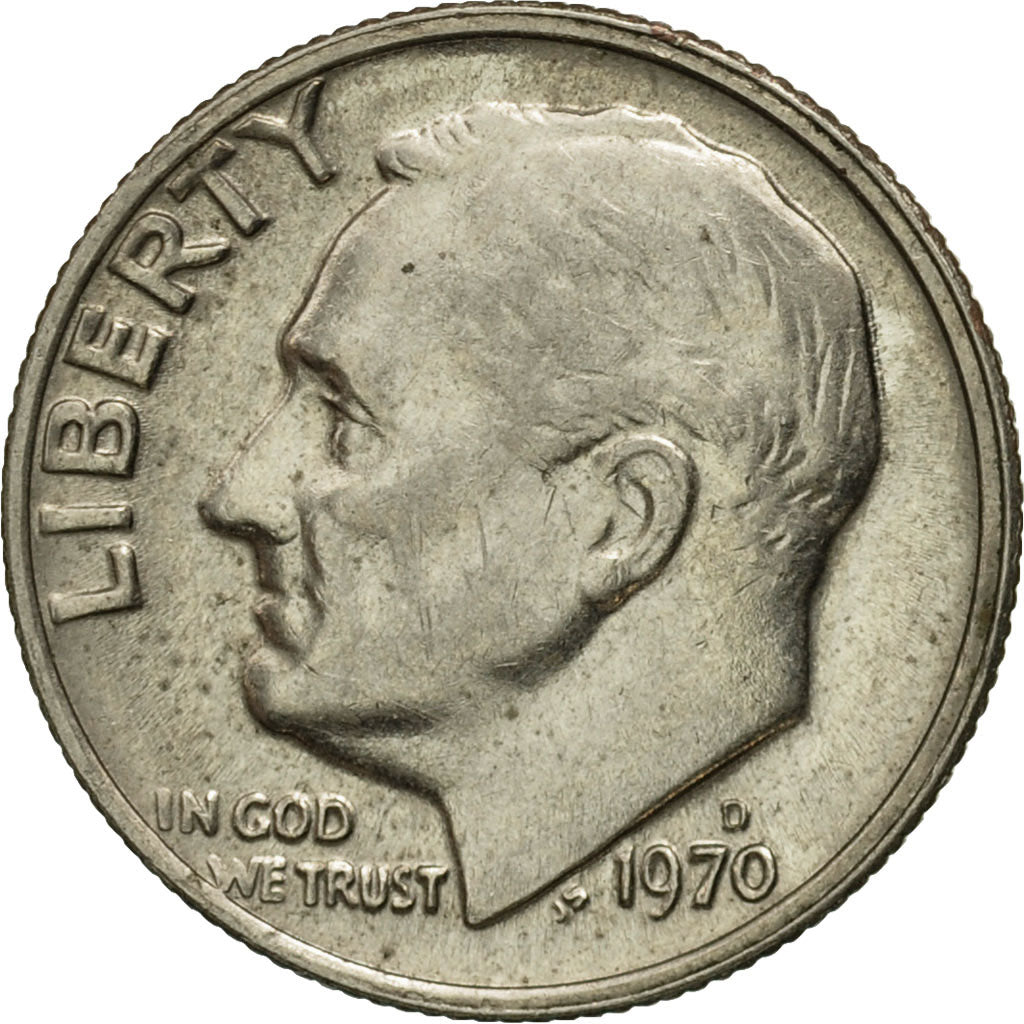 Monnaie, États-Unis, Roosevelt Dime, Dime, 1970, U.S. Mint, Denver, TTB+
