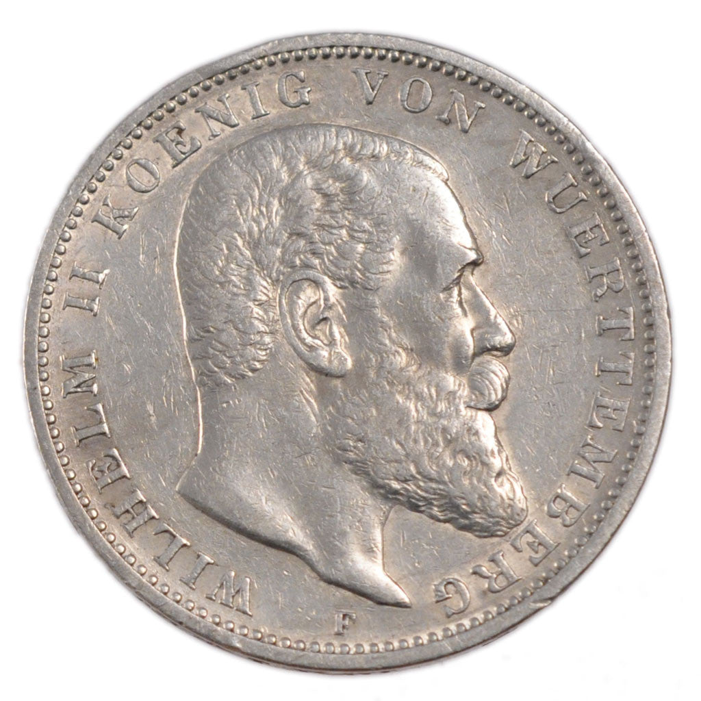 Coin, German States, WURTTEMBERG, Wilhelm II, 3 Mark, 1909, Freudenstadt