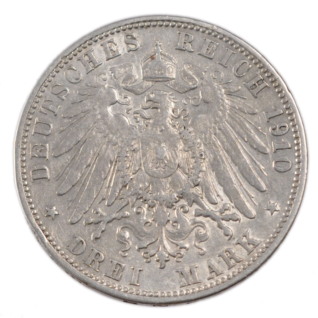 Coin, German States, WURTTEMBERG, Wilhelm II, 3 Mark, 1910, Freudenstadt