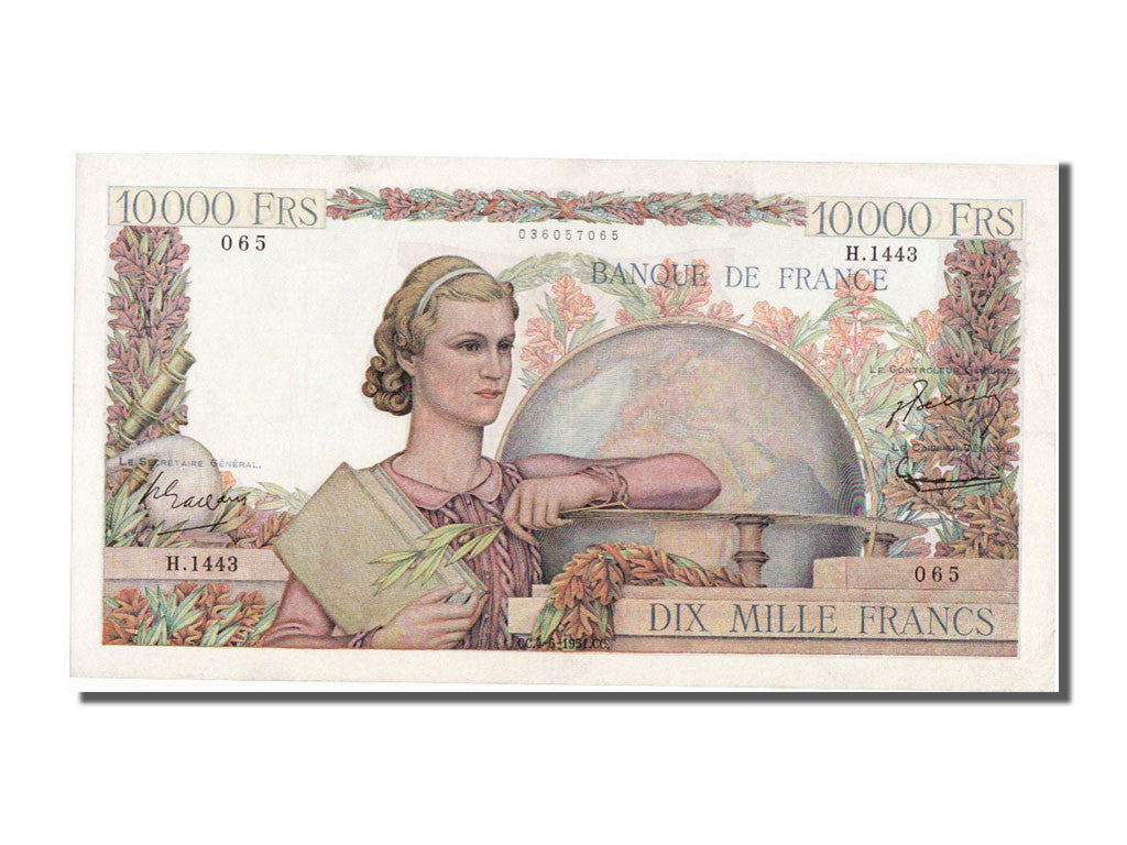Billet, France, 10,000 Francs, 10 000 F 1945-1956 ''Génie Français'', 1951