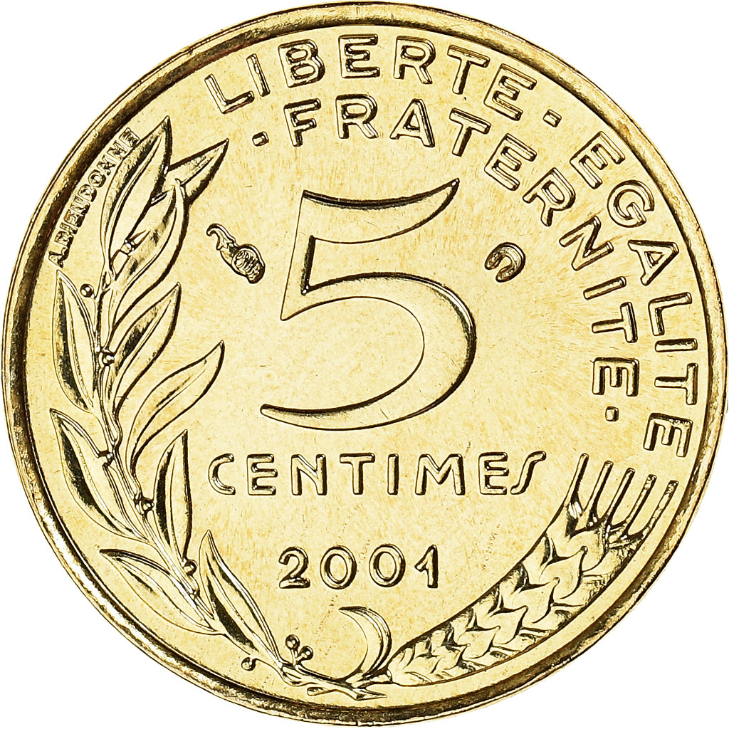 Coin, France, Marianne, 5 Centimes, 2001, Paris, BU, MS(65-70), Aluminum-Bronze