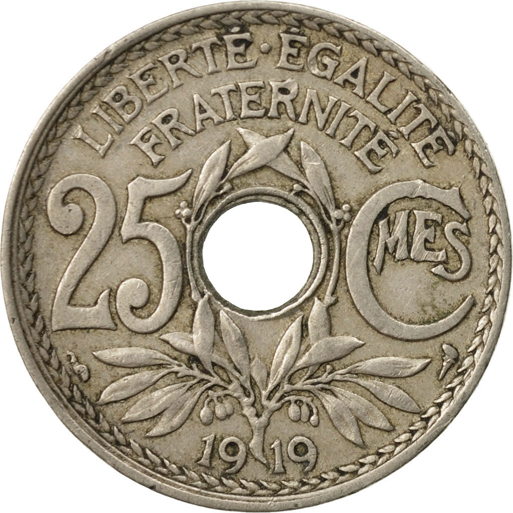 Monnaie, France, Lindauer, 25 Centimes, 1919, TB+, Copper-nickel, Gadoury:380