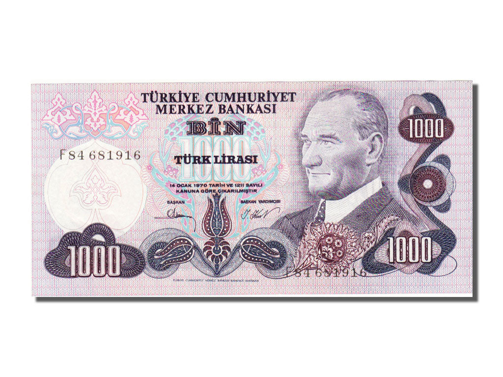 Billet, Turquie, 1000 Lira, 1970, NEUF