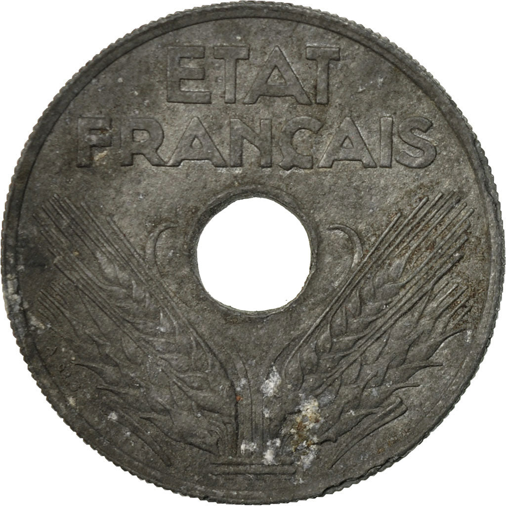 Moneta, Francia, État français, 20 Centimes, 1943, Paris, MB+, Zinco