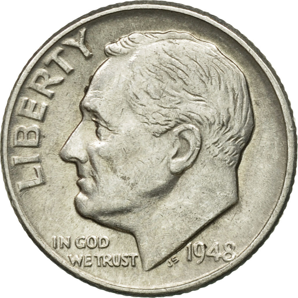 Coin, United States, Roosevelt Dime, Dime, 1948, U.S. Mint, Philadelphia