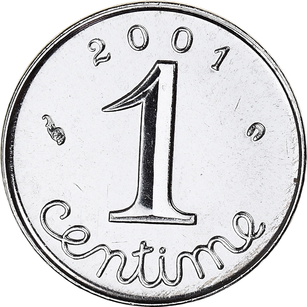 Moeda, França, Épi, Centime, 2001, Paris, BU, MS(65-70), Aço Inoxidável