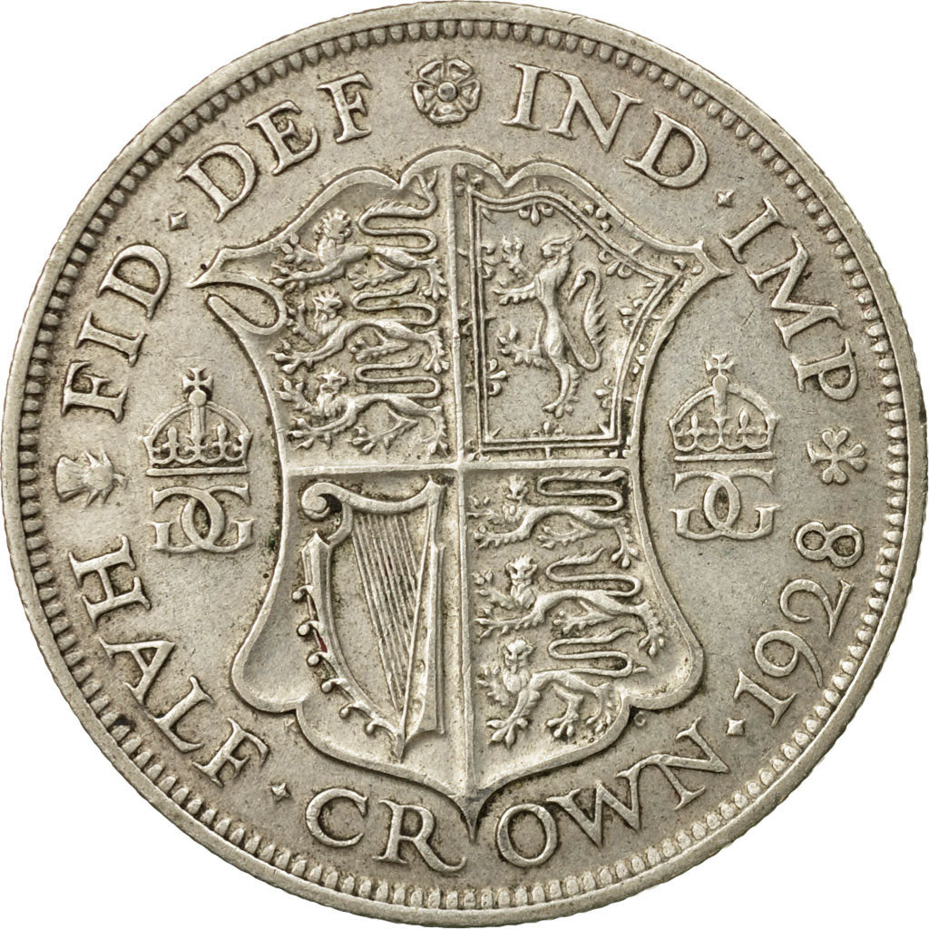 Munten, Groot Bretagne, George V, 1/2 Crown, 1928, FR+, Zilver, KM:835