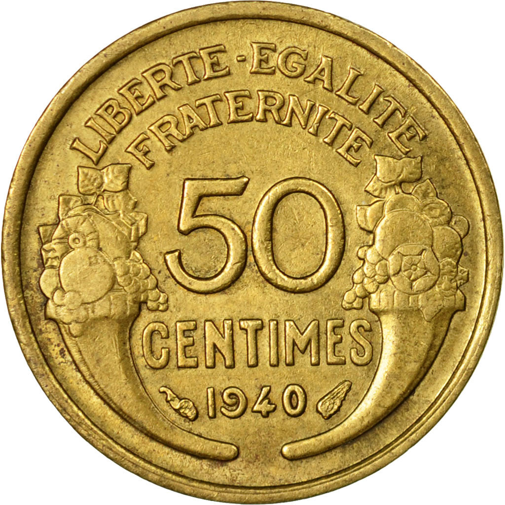 Coin, France, Morlon, 50 Centimes, 1940, Paris, EF(40-45), Aluminum-Bronze